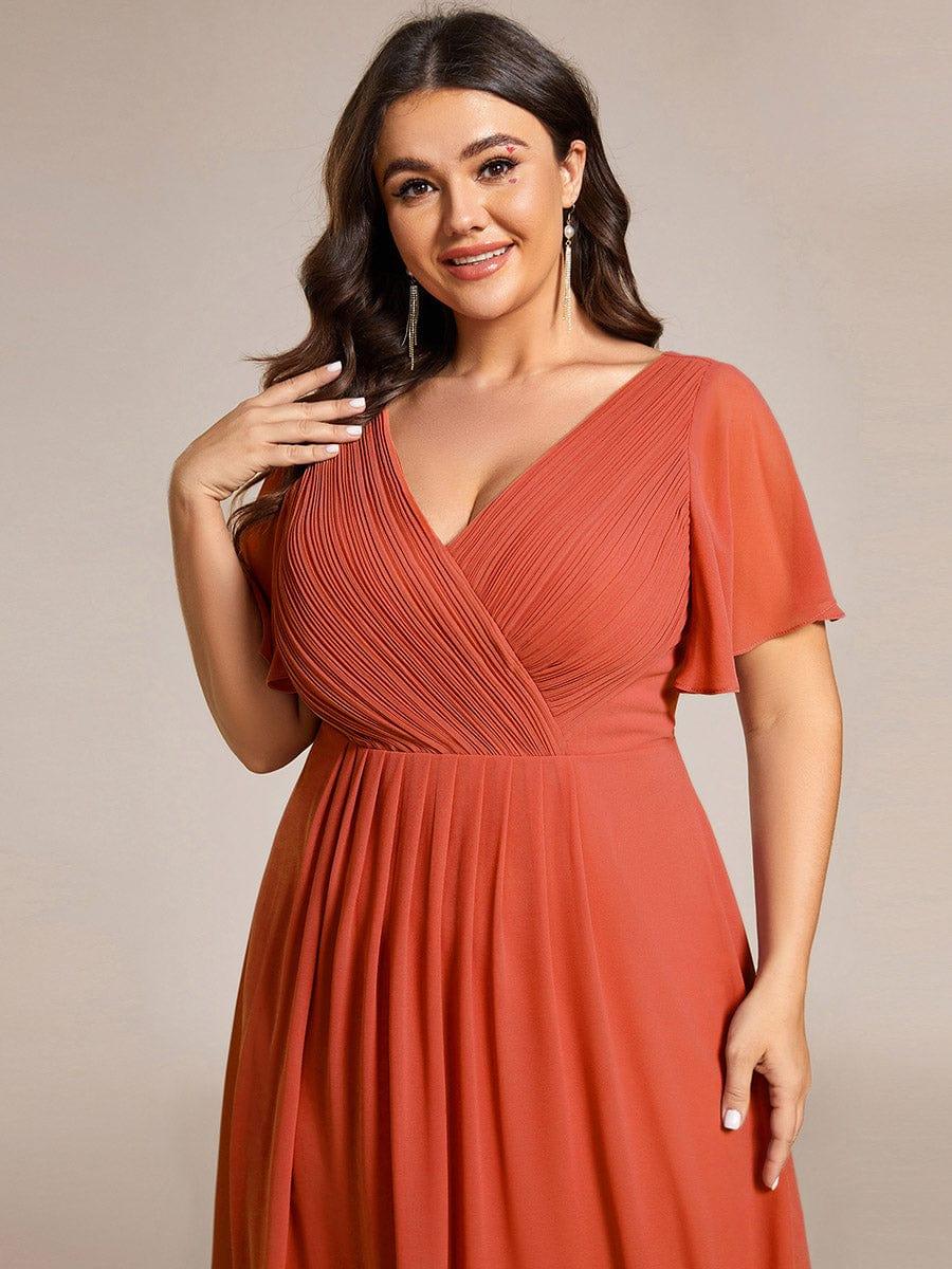 ever FAYE|Chiffon Pleated V Neck High-Low Bridesmaid Dress - Image 101