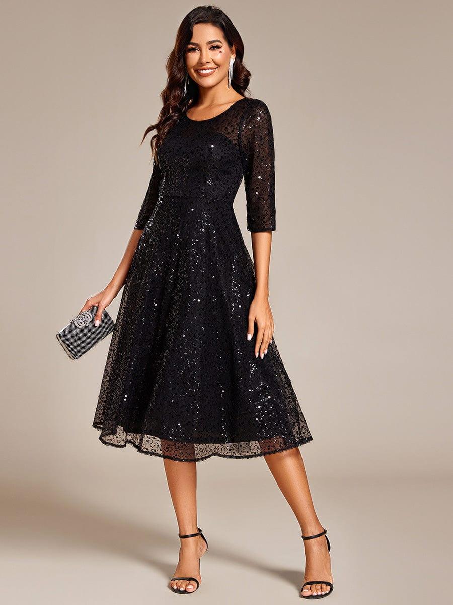 ever SIENNA|Dazzling Sequin A-Line Midi Wedding Guest Dress with Long Sleeves (Final Sale) - Image 15