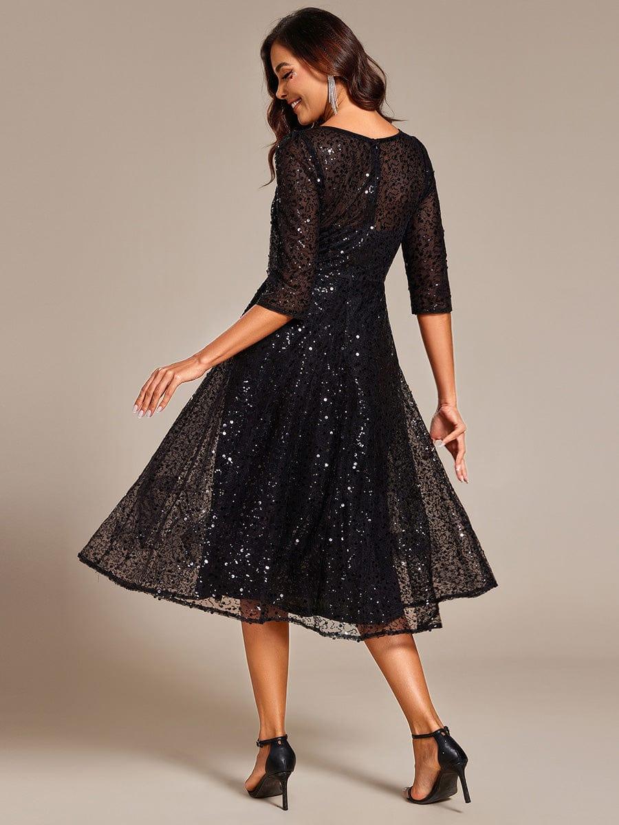 ever SIENNA|Dazzling Sequin A-Line Midi Wedding Guest Dress with Long Sleeves (Final Sale) - Image 2