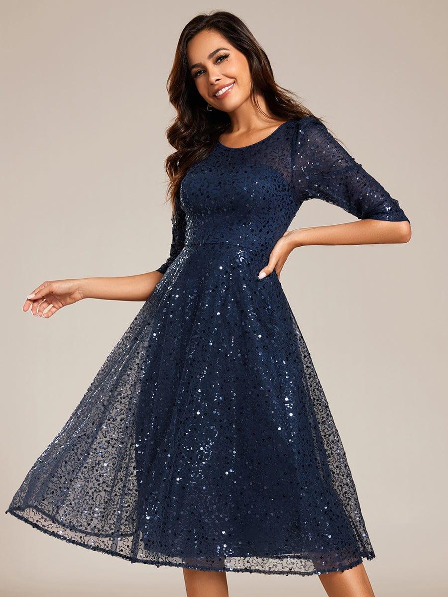 ever SIENNA|Dazzling Sequin A-Line Midi Wedding Guest Dress with Long Sleeves (Final Sale) - Image 24
