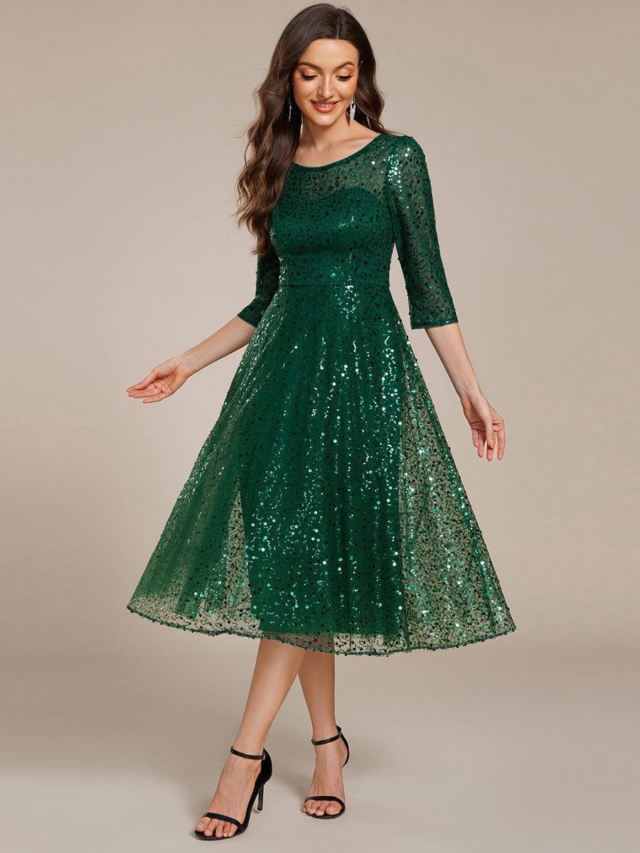 ever SIENNA|Dazzling Sequin A-Line Midi Wedding Guest Dress with Long Sleeves (Final Sale) - Image 31