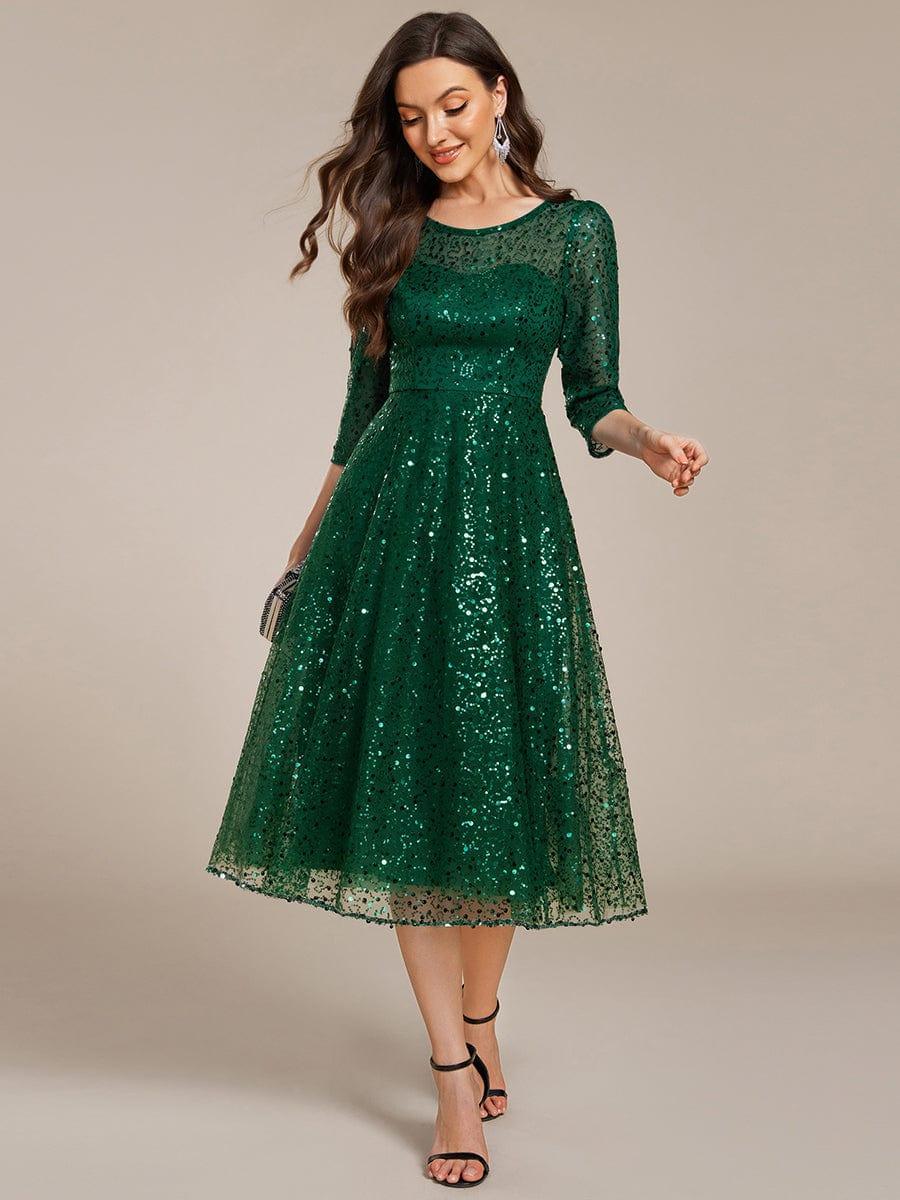ever SIENNA|Dazzling Sequin A-Line Midi Wedding Guest Dress with Long Sleeves (Final Sale) - Image 35