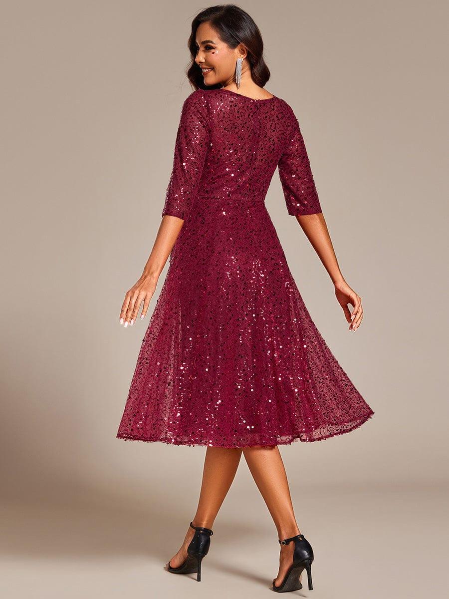 ever SIENNA|Dazzling Sequin A-Line Midi Wedding Guest Dress with Long Sleeves (Final Sale) - Image 4