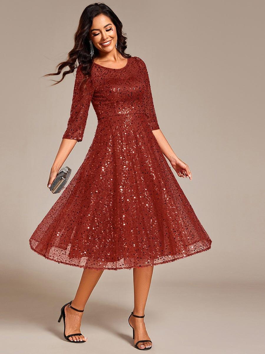 ever SIENNA|Dazzling Sequin A-Line Midi Wedding Guest Dress with Long Sleeves (Final Sale) - Image 50