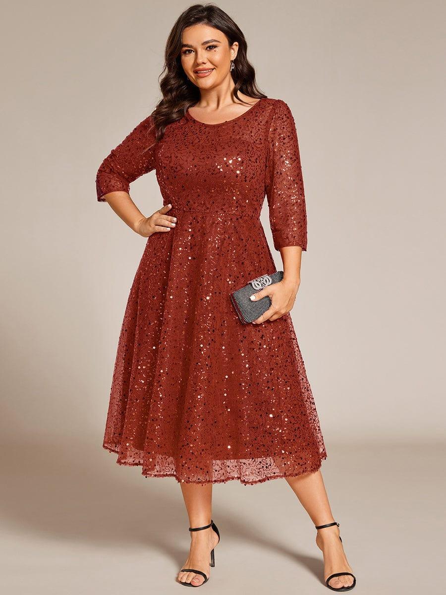 ever SIENNA|Dazzling Sequin A-Line Midi Wedding Guest Dress with Long Sleeves (Final Sale) - Image 51