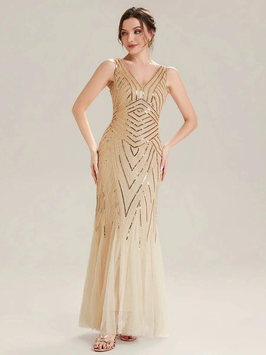 ever GLAMOUR|Deep V-Neck Sequin Sleeveless Dress - Image 25