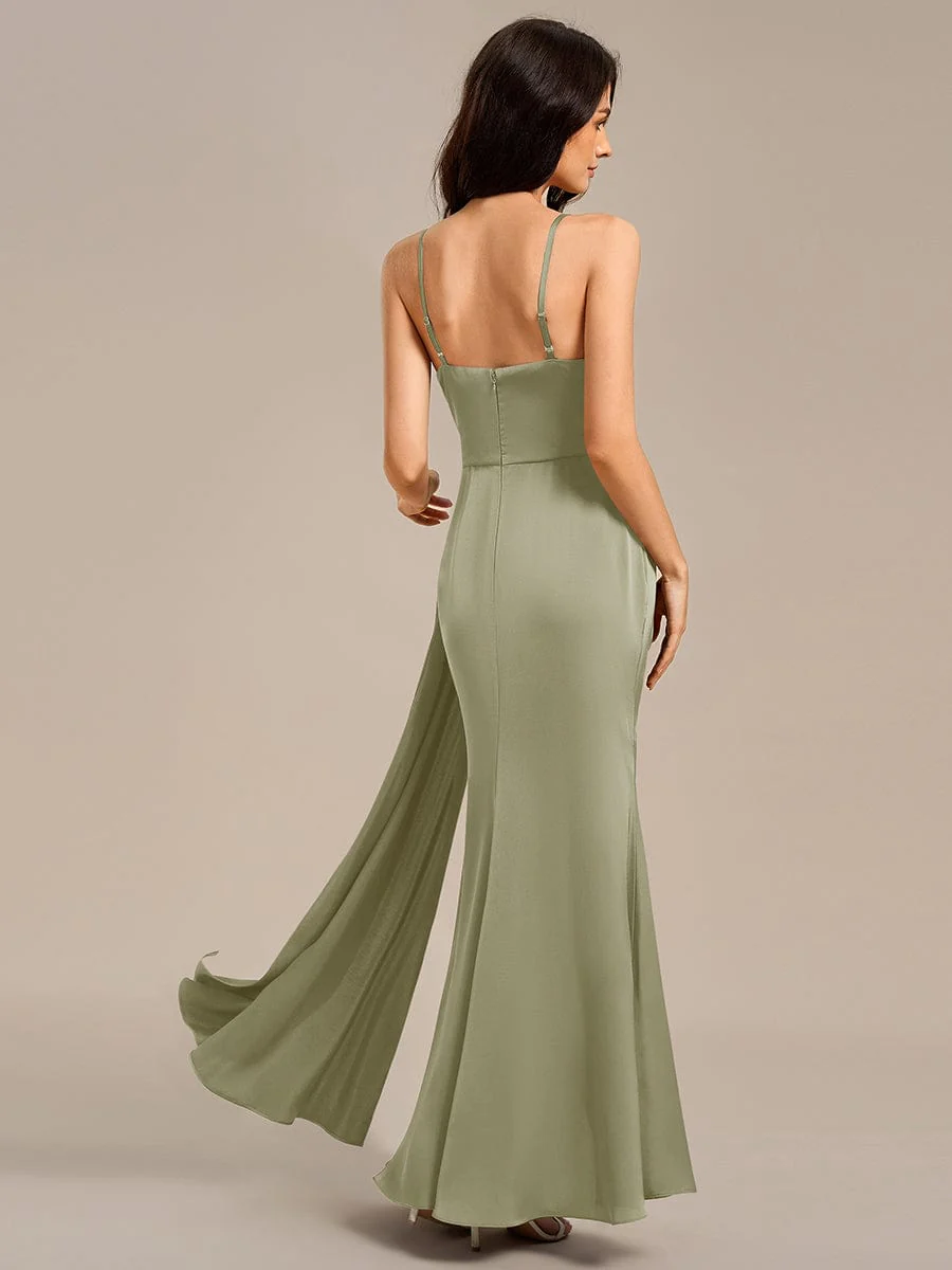 ever LIORA|Designer Spaghetti Straps Side Slit Mermaid Satin Evening Dress - Image 2