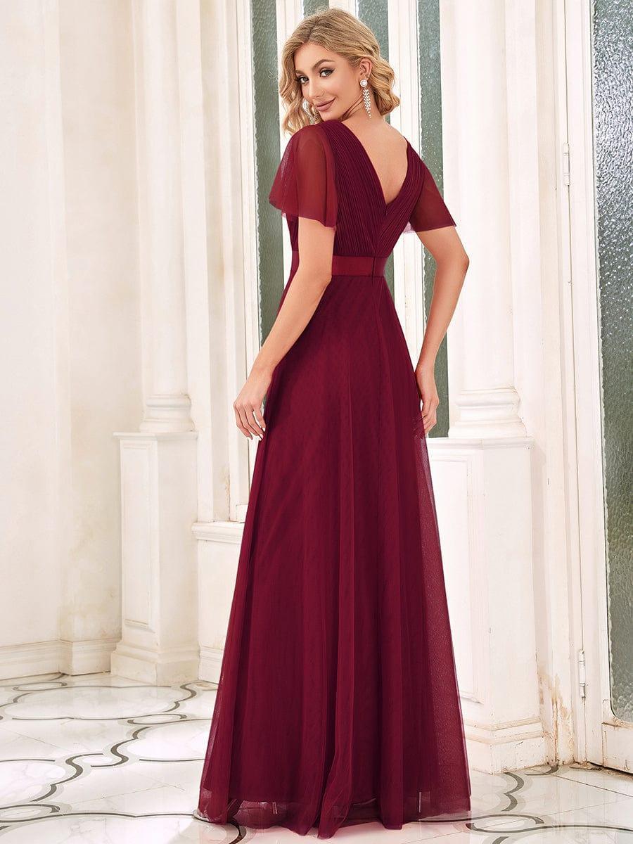 ever MISTE|Double V-Neck Tulle Floor-Length Bridesmaid Dress - Image 61