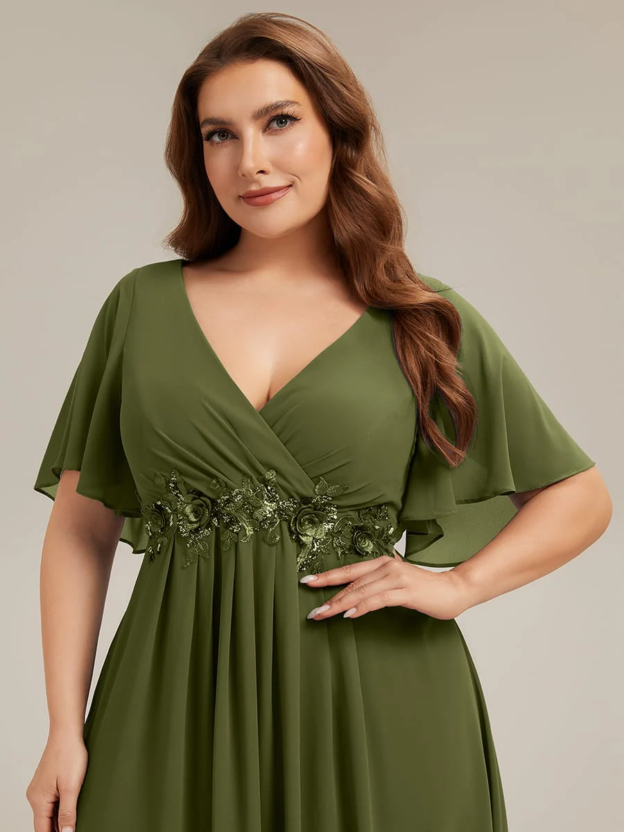 ever IVYROSE|Elegant Chiffon Applique Evening Dress with Flutter Sleeves - Image 181