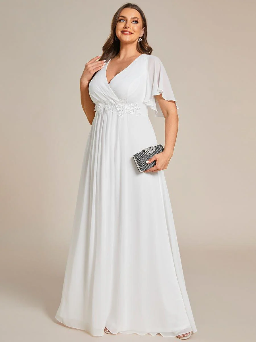 ever IVYROSE|Elegant Chiffon Applique Evening Dress with Flutter Sleeves - Image 67