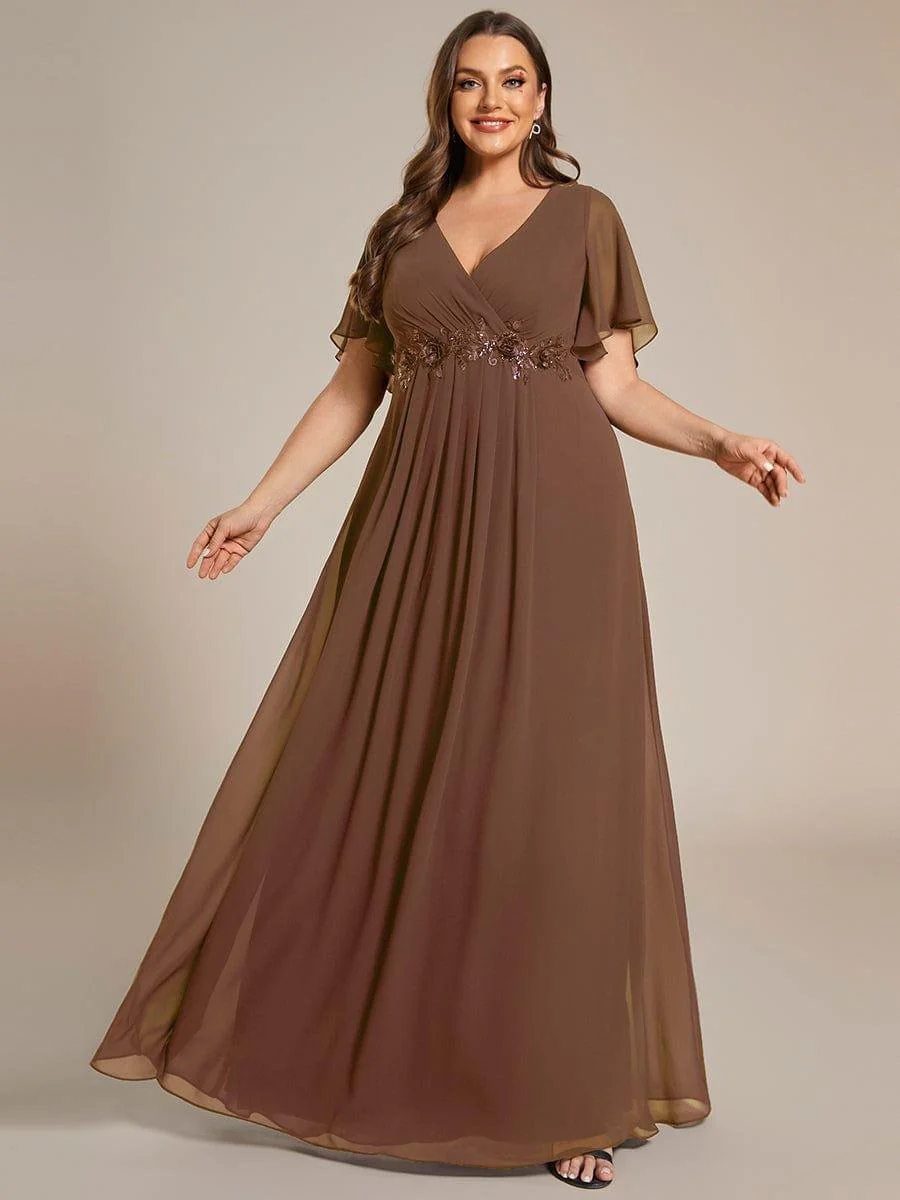 ever IVYROSE | Chiffon Applique Mother of the Bride Dress with Flutter Sleeves - Image 106