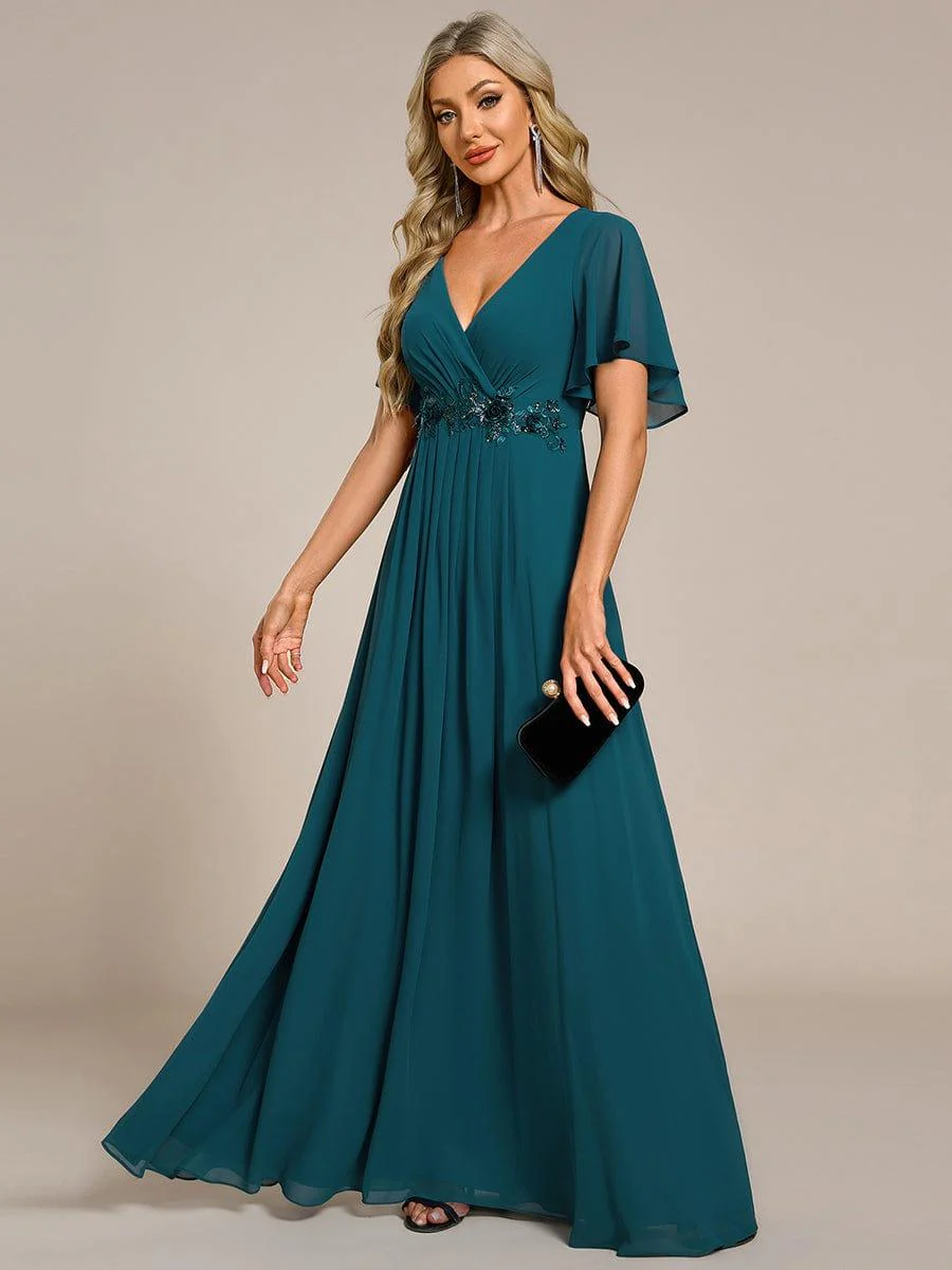 ever IVYROSE | Chiffon Applique Mother of the Bride Dress with Flutter Sleeves - Image 119