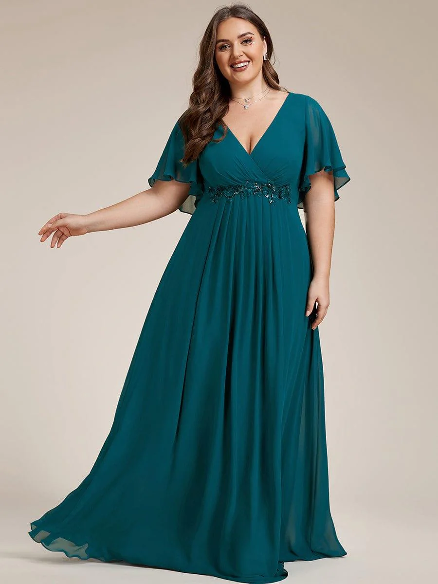 ever IVYROSE | Chiffon Applique Mother of the Bride Dress with Flutter Sleeves - Image 124