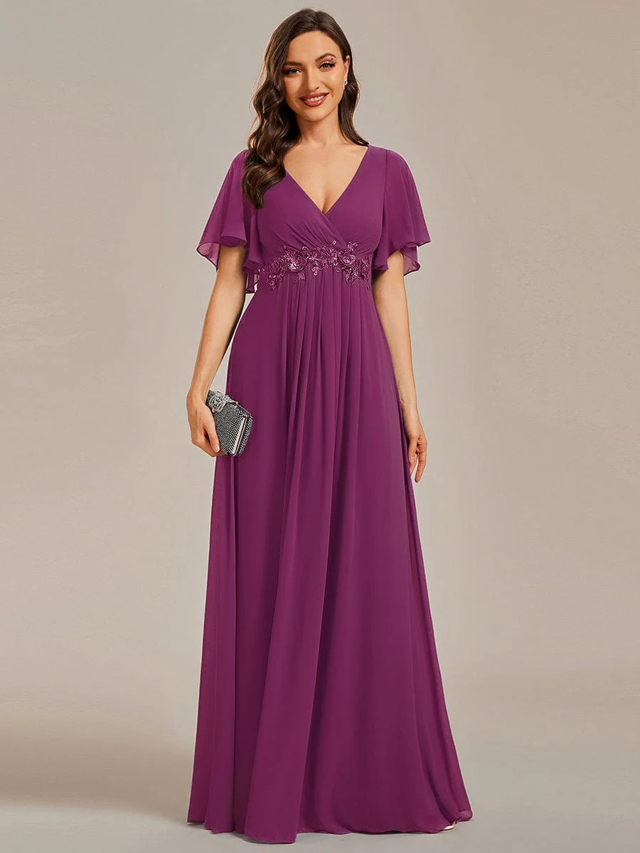 ever IVYROSE | Chiffon Applique Mother of the Bride Dress with Flutter Sleeves - Image 126