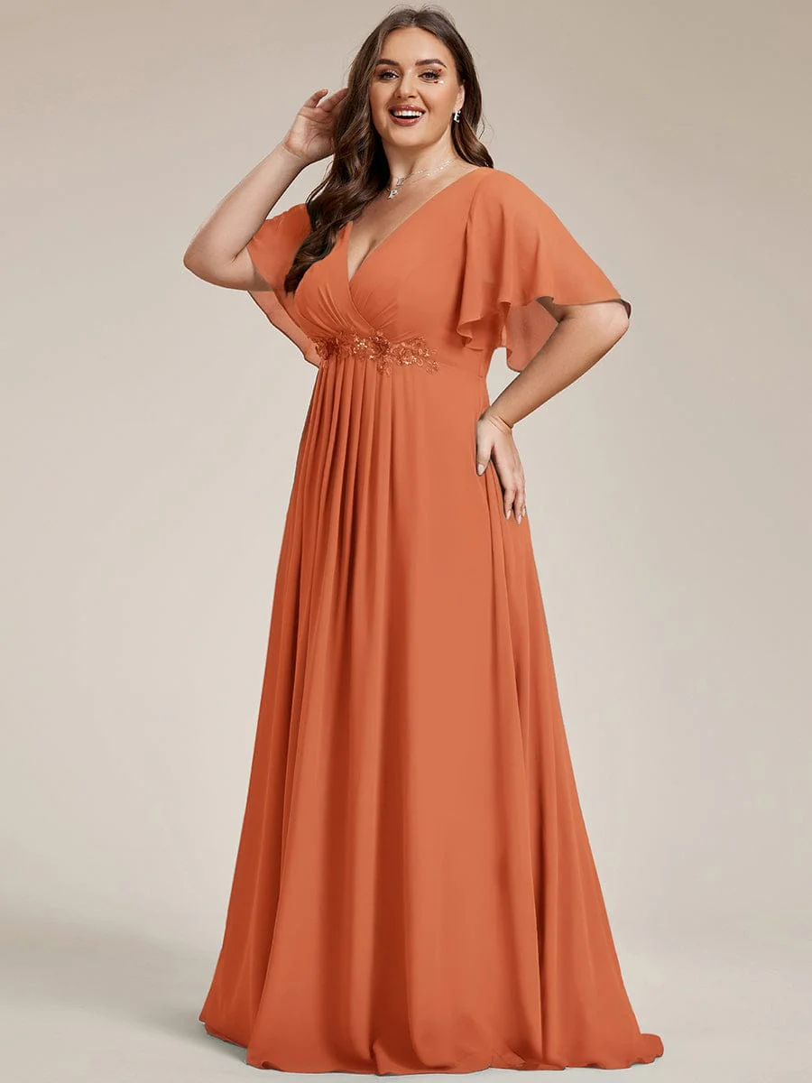 ever IVYROSE | Chiffon Applique Mother of the Bride Dress with Flutter Sleeves - Image 144