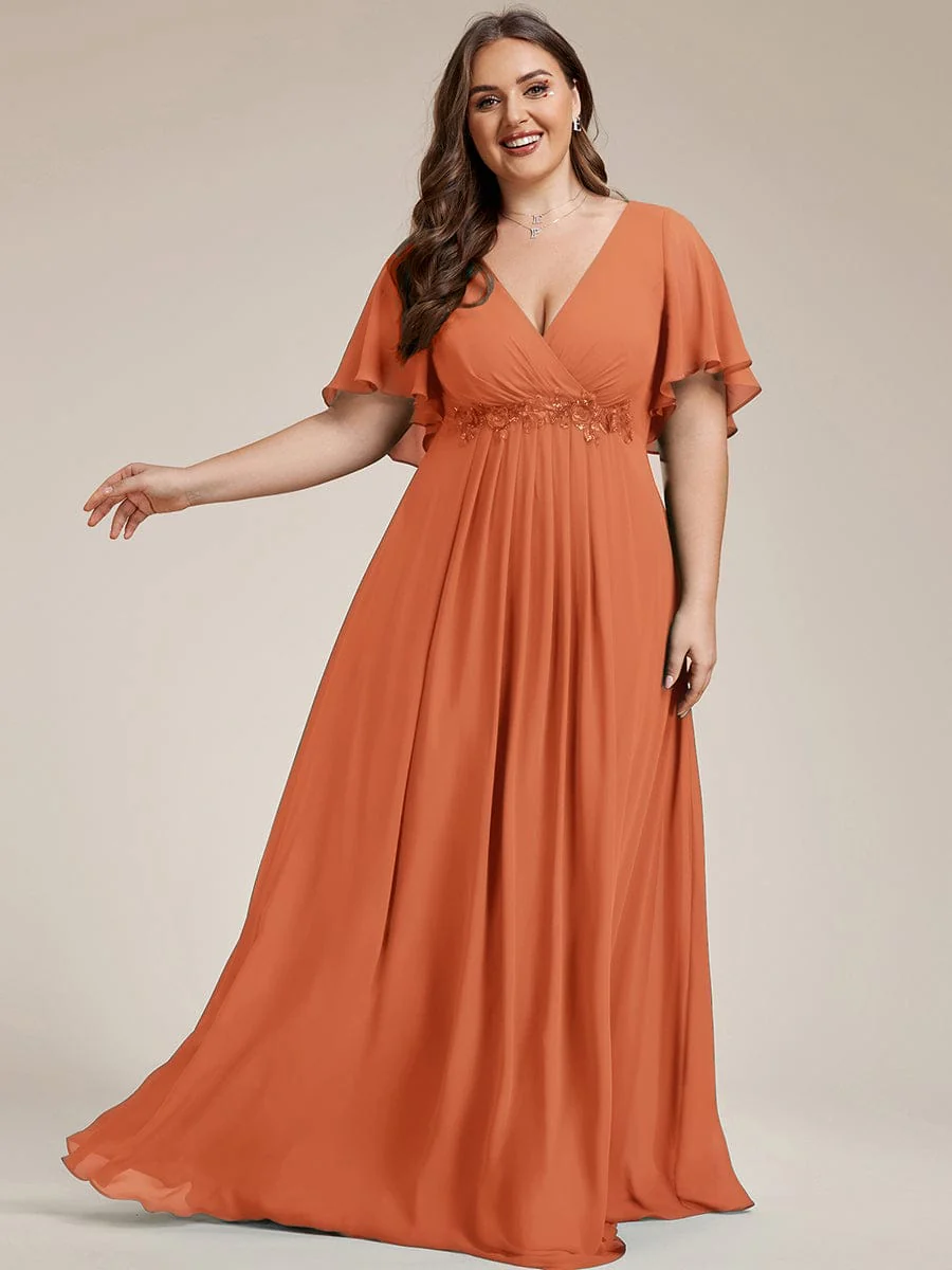 ever IVYROSE | Chiffon Applique Mother of the Bride Dress with Flutter Sleeves - Image 145