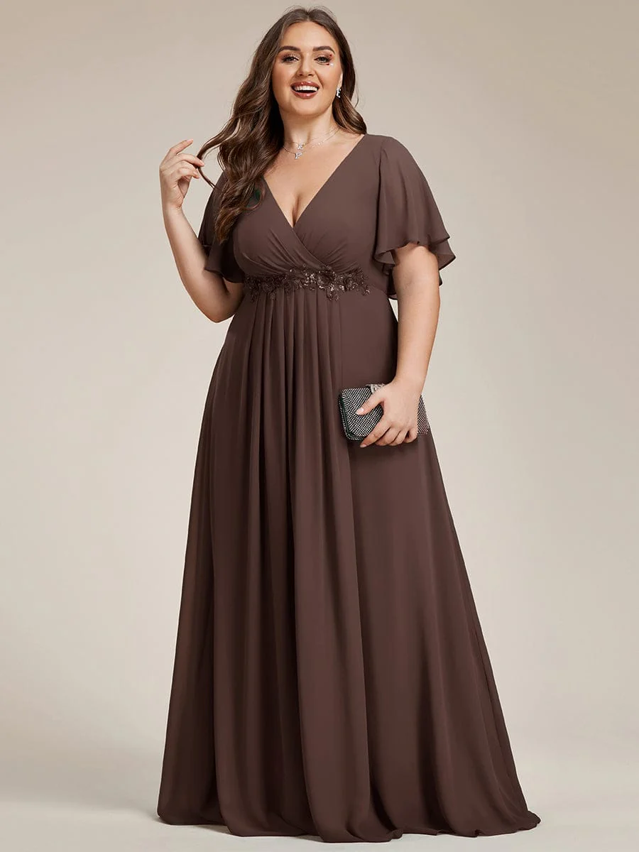 ever IVYROSE | Chiffon Applique Mother of the Bride Dress with Flutter Sleeves - Image 161