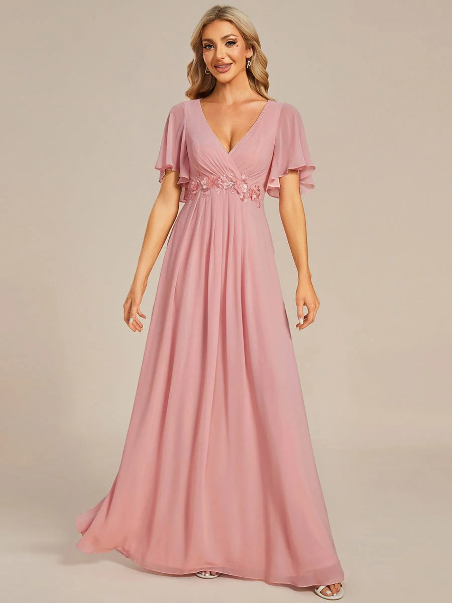ever IVYROSE | Chiffon Applique Mother of the Bride Dress with Flutter Sleeves - Image 166