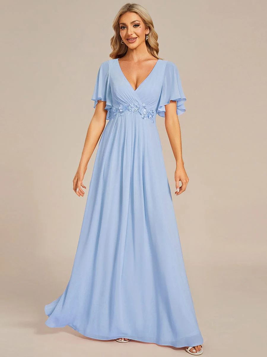 ever IVYROSE | Chiffon Applique Mother of the Bride Dress with Flutter Sleeves - Image 176