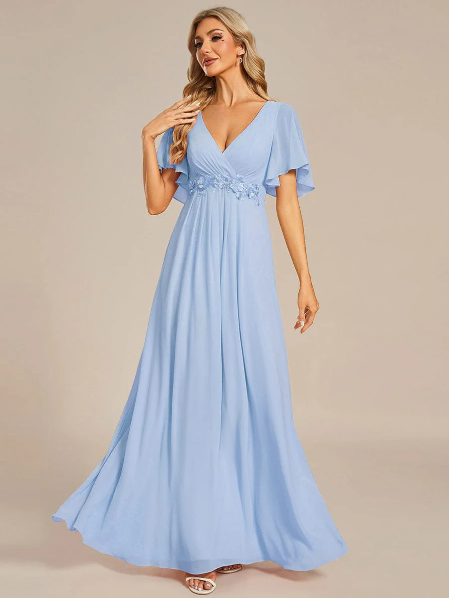 ever IVYROSE | Chiffon Applique Mother of the Bride Dress with Flutter Sleeves - Image 178