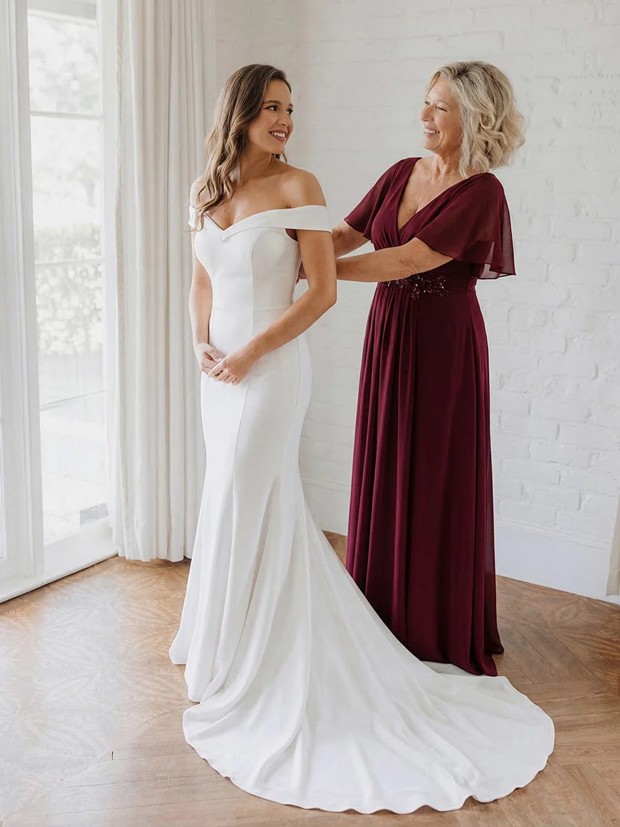 ever IVYROSE | Chiffon Applique Mother of the Bride Dress with Flutter Sleeves - Image 3