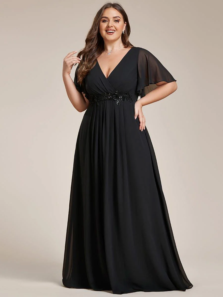 ever IVYROSE | Chiffon Applique Mother of the Bride Dress with Flutter Sleeves - Image 31