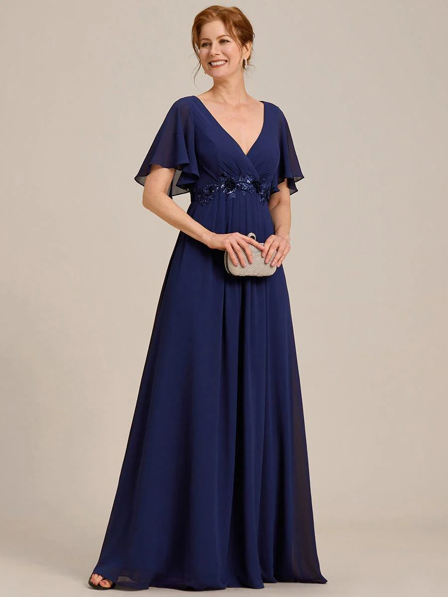 ever IVYROSE | Chiffon Applique Mother of the Bride Dress with Flutter Sleeves - Image 45