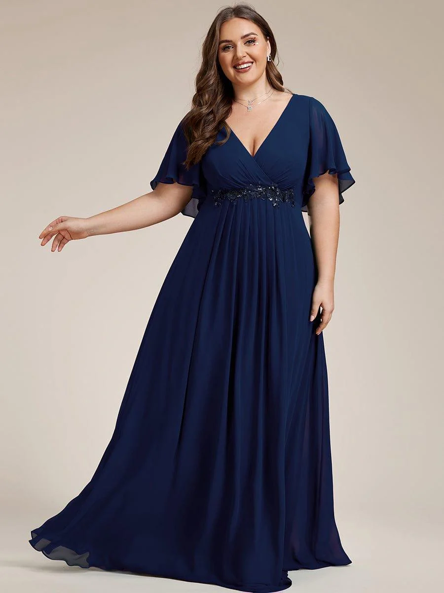 ever IVYROSE | Chiffon Applique Mother of the Bride Dress with Flutter Sleeves - Image 50
