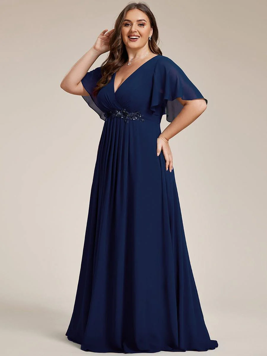 ever IVYROSE | Chiffon Applique Mother of the Bride Dress with Flutter Sleeves - Image 51