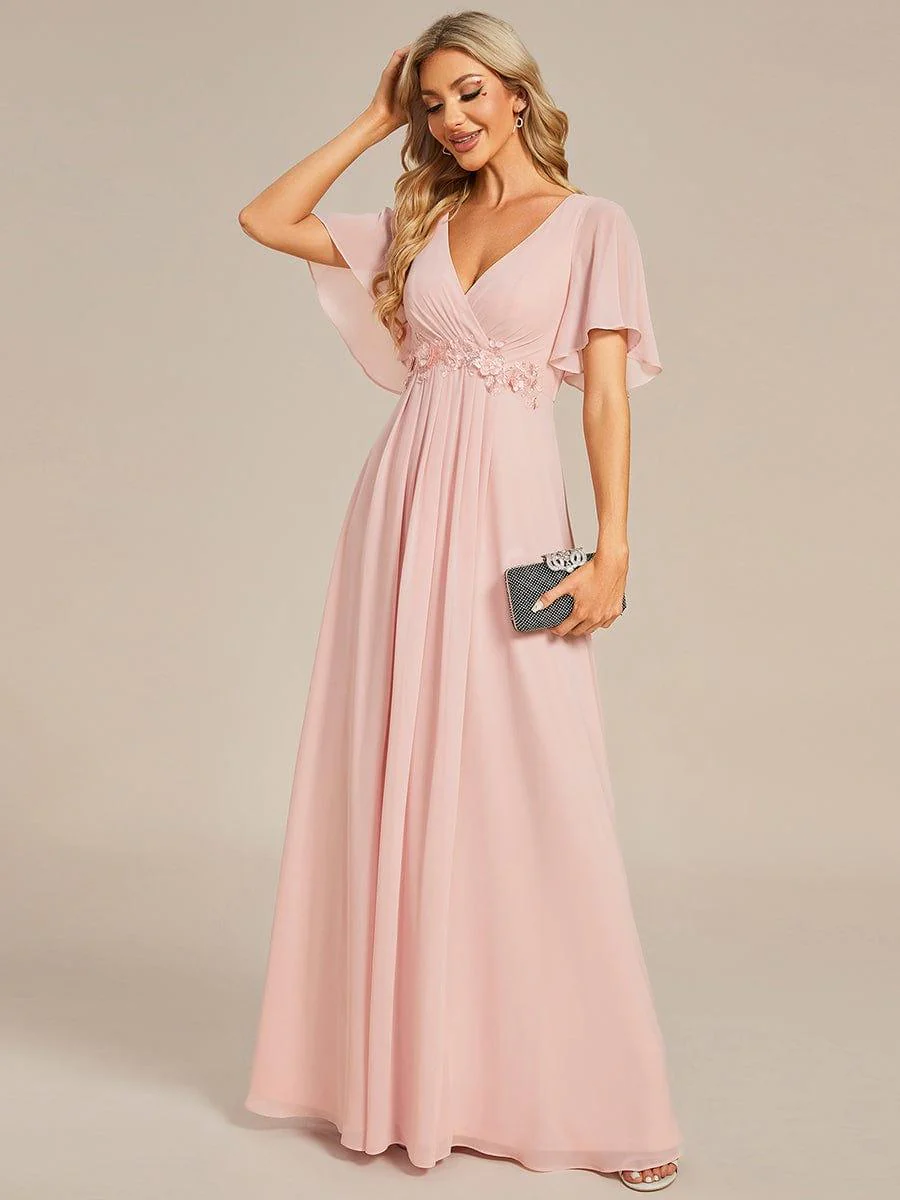 ever IVYROSE | Chiffon Applique Mother of the Bride Dress with Flutter Sleeves - Image 52