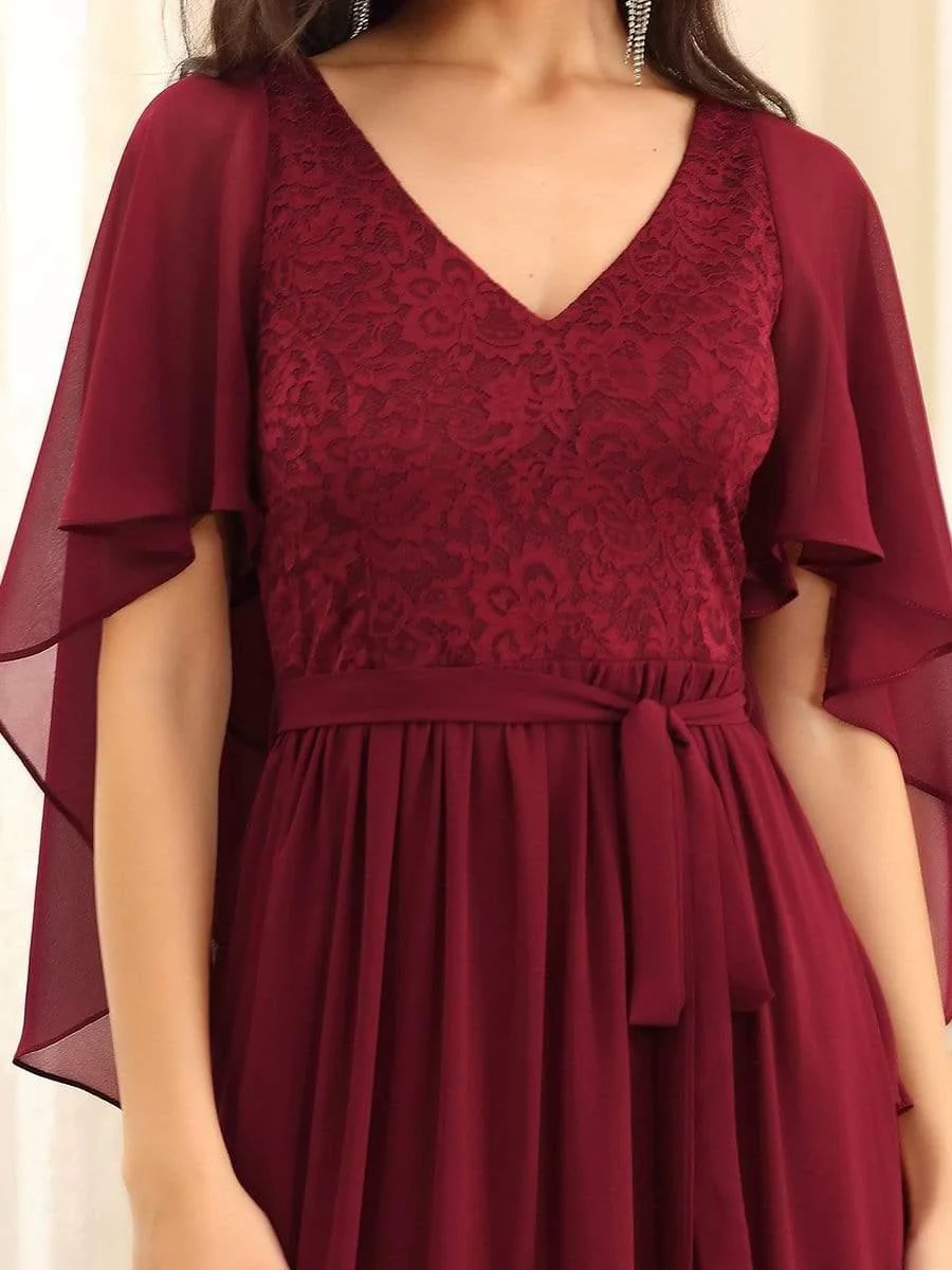 Elegant Deep V Neck Chiffon Maxi Evening Dress - Image 12