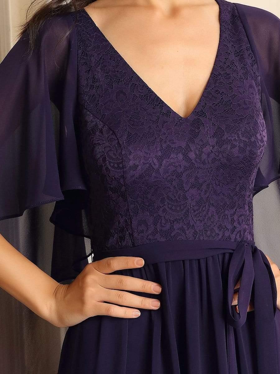 Elegant Deep V Neck Chiffon Maxi Evening Dress - Image 22