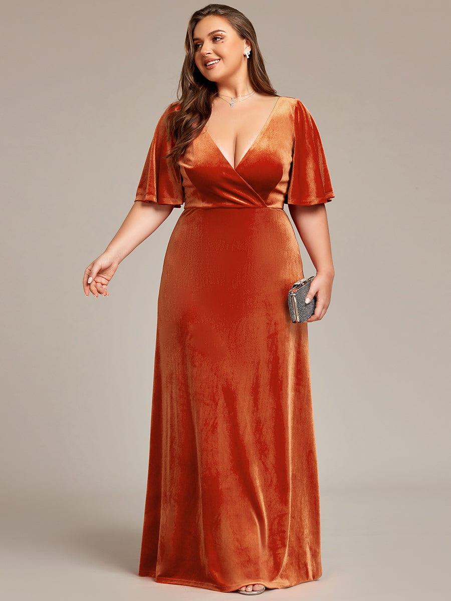 ever REINE|Elegant Double V Neck Velvet Bridesmaid Dress for Women - Image 59
