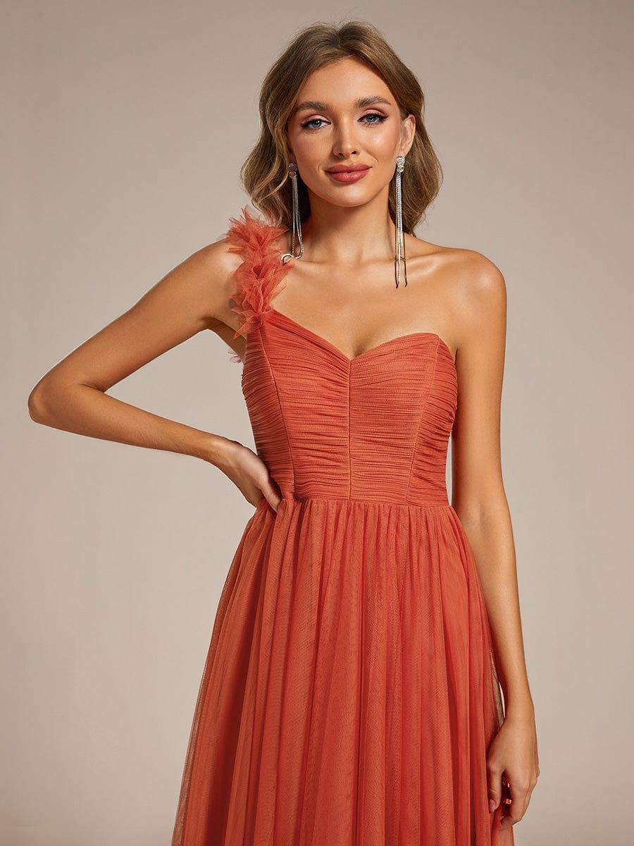 ever CLOE|Elegant One Shoulder Maxi Tulle High Slit Bridesmaid Dress - Image 28