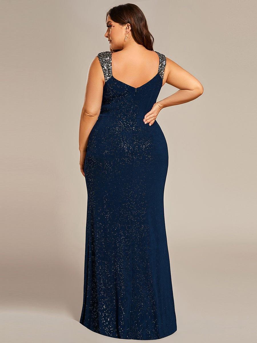 ever NOIRE|Elegant Sequin V Neck High Slit Evening Dress - Image 39