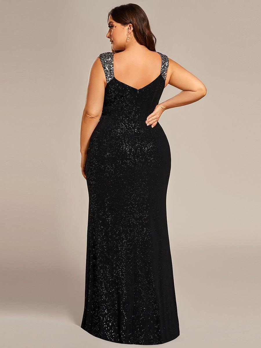 ever NOIRE|Elegant Sequin V Neck High Slit Evening Dress - Image 87