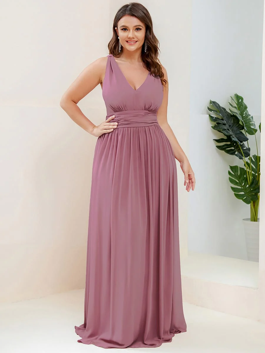 ever HUSH|Elegant Sleeveless V-Neck Maxi Chiffon Bridesmaid Dress - Image 104