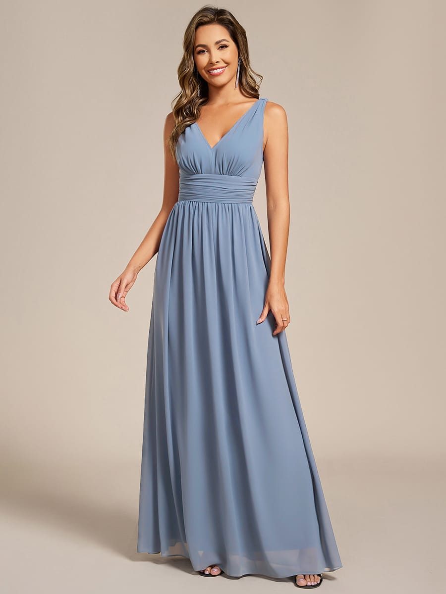 ever HUSH|Elegant Sleeveless V-Neck Maxi Chiffon Bridesmaid Dress - Image 118