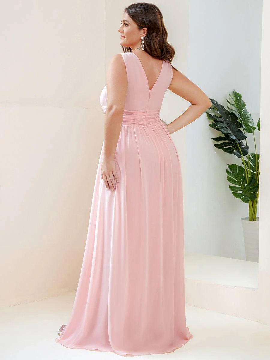 ever HUSH|Elegant Sleeveless V-Neck Maxi Chiffon Bridesmaid Dress - Image 53