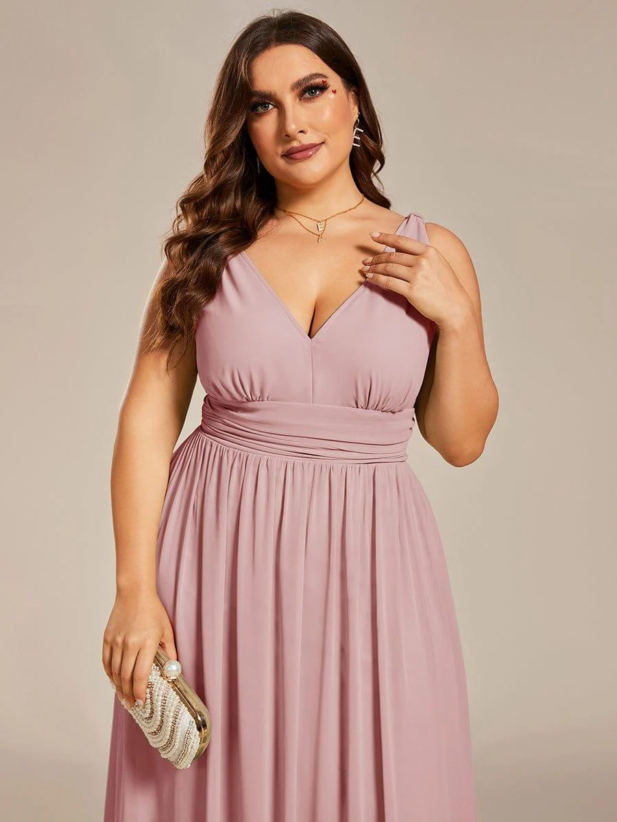ever HUSH|Elegant Sleeveless V-Neck Maxi Chiffon Bridesmaid Dress - Image 59