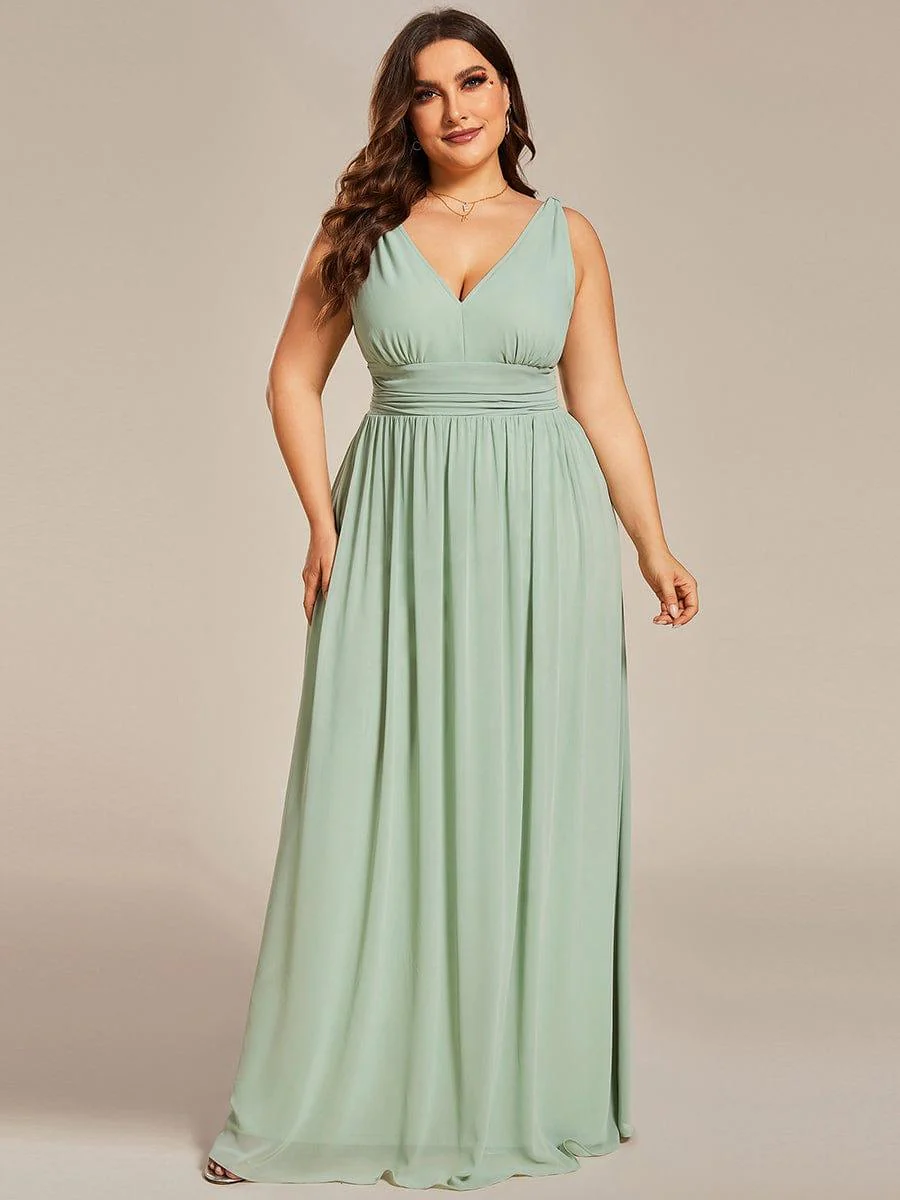 ever HUSH|Elegant V Neck A Line Chiffon Maxi Bridesmaid Dresses - Image 114