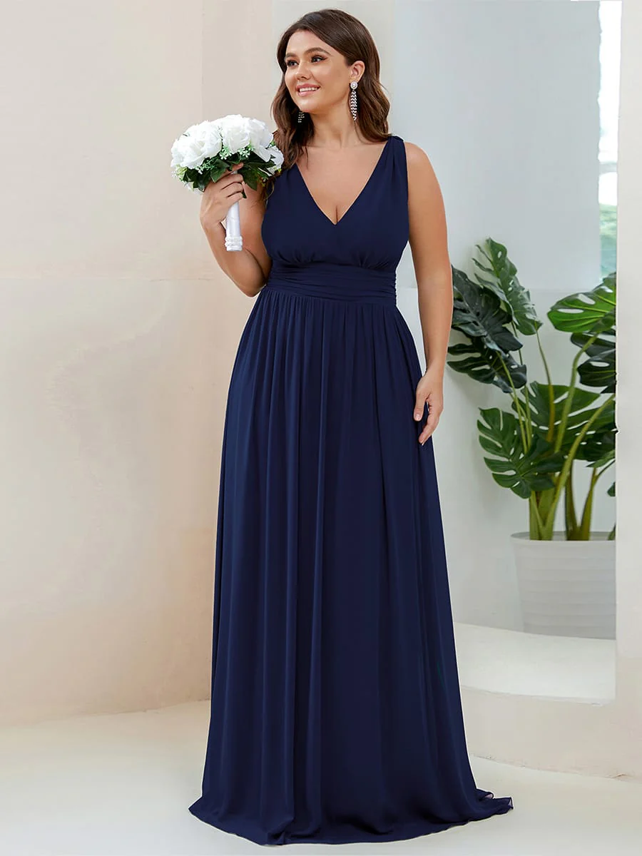 ever HUSH|Elegant Sleeveless V-Neck Maxi Chiffon Bridesmaid Dress - Image 94