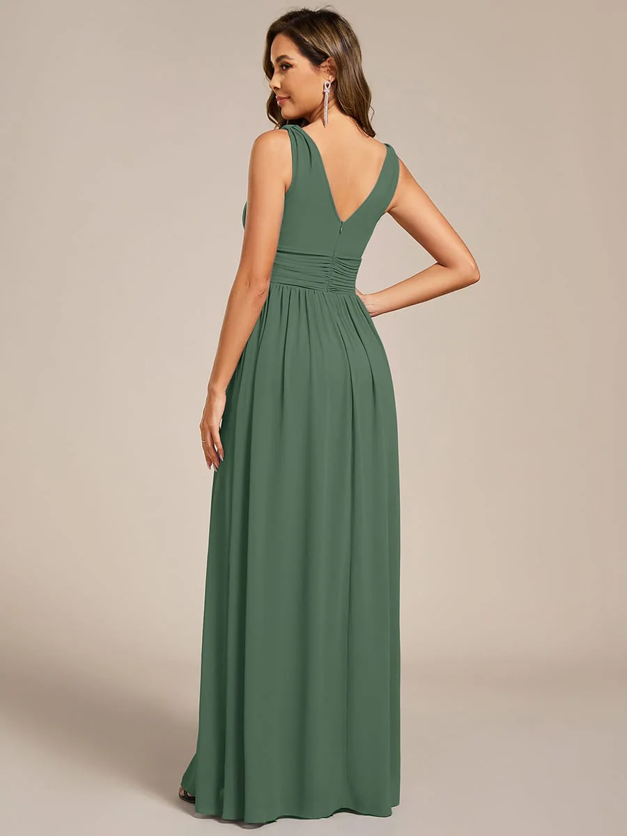 ever HUSH|Elegant Sleeveless V-Neck Maxi Chiffon Bridesmaid Dress - Image 99