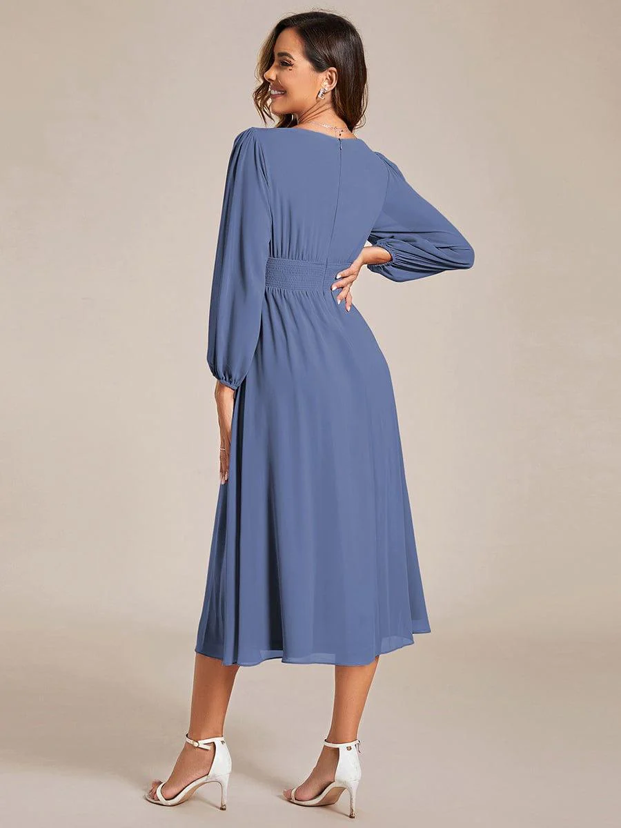 ever AMARA|Elegant V Neck Long Sleeves Midi Wedding Guest Dress(Final Sale) - Image 101