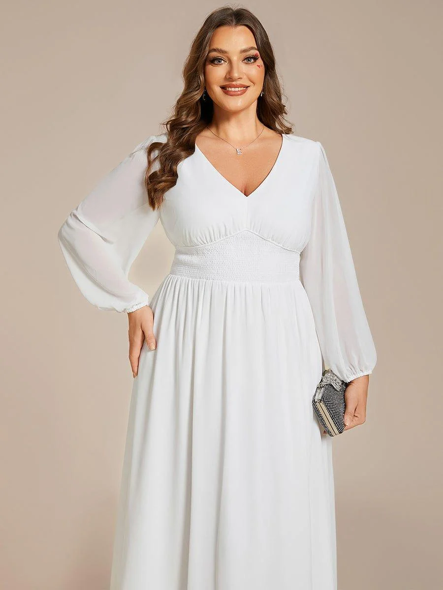 ever AMARA|Elegant V Neck Long Sleeves Midi Wedding Guest Dress(Final Sale) - Image 55