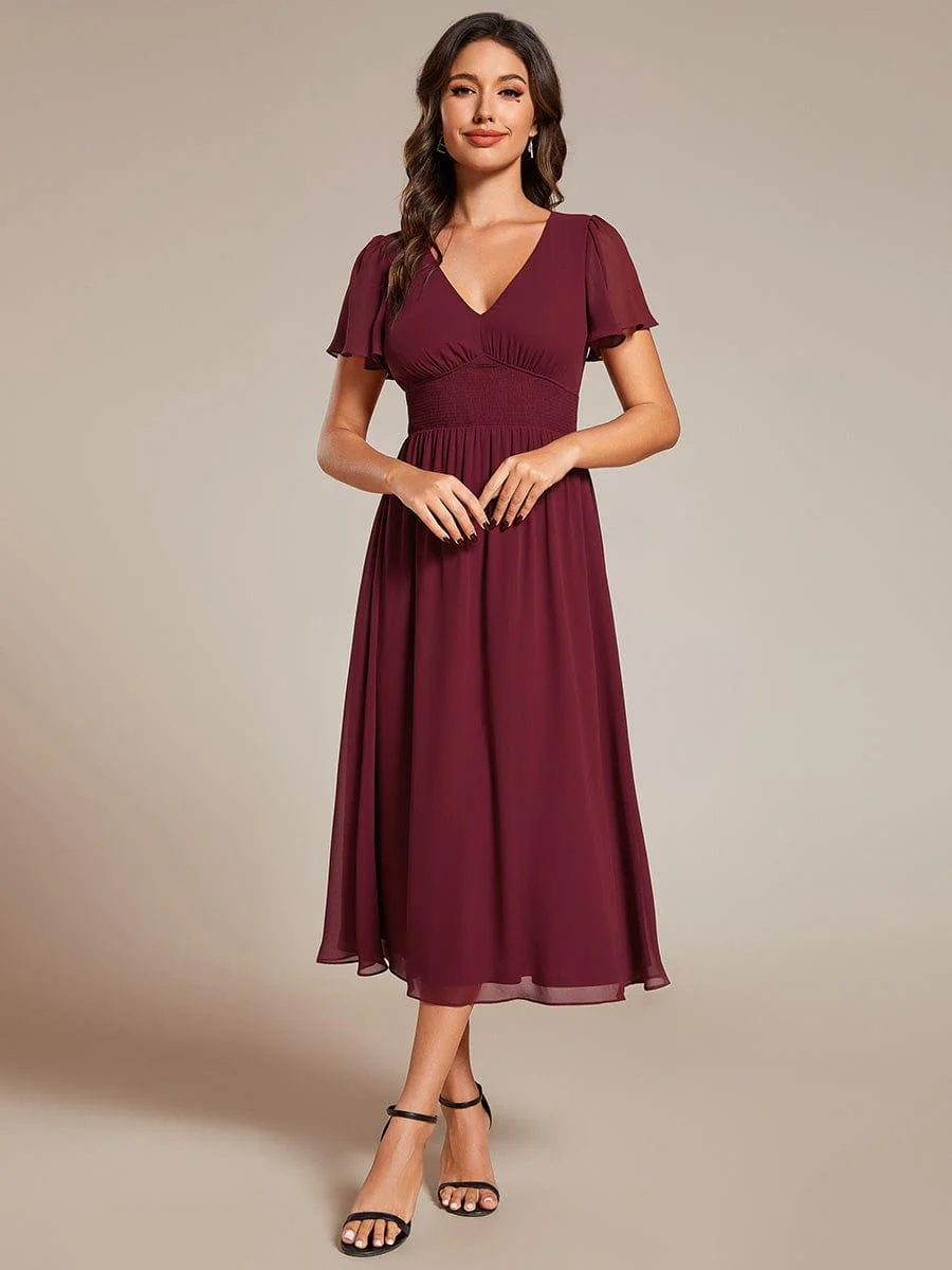 ever AMARA|Elegant V Neck Long Sleeves Midi Wedding Guest Dress(Final Sale) - Image 85