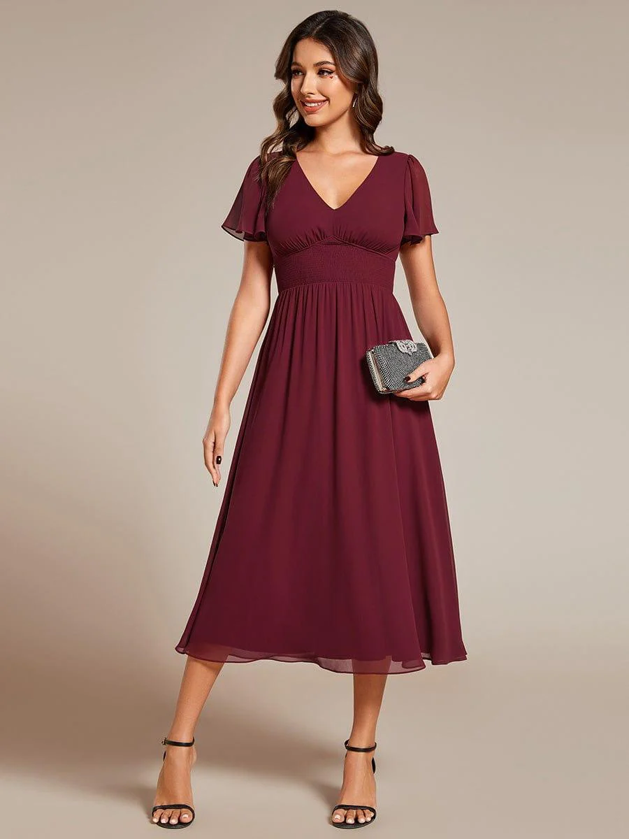 ever AMARA|Elegant V Neck Long Sleeves Midi Wedding Guest Dress - Image 84