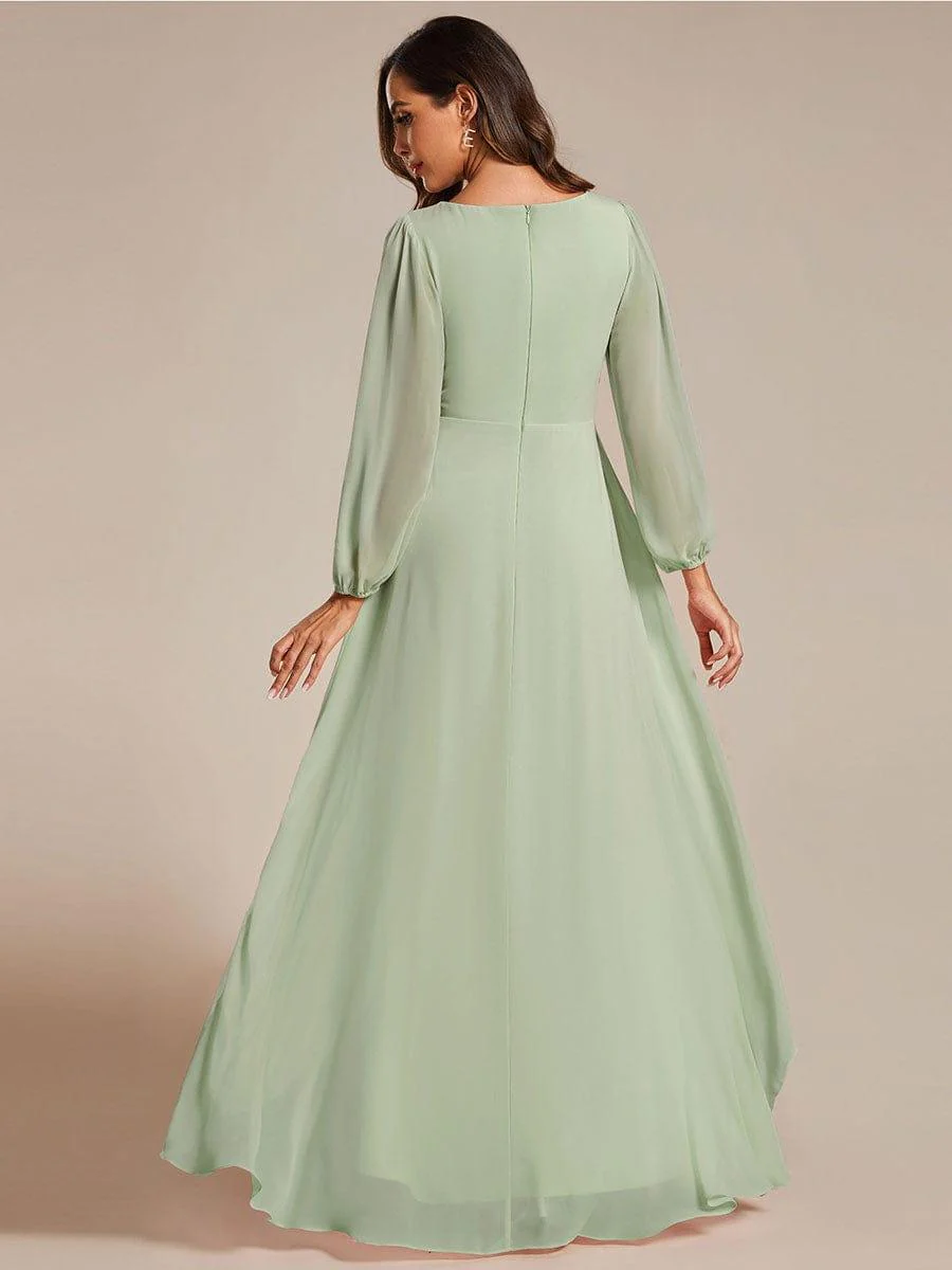 ever GRIFFIN|Enchanting Chiffon Lantern Sleeve Pleated High Waist Bridesmaid Dress (Final Sale) - Image 26