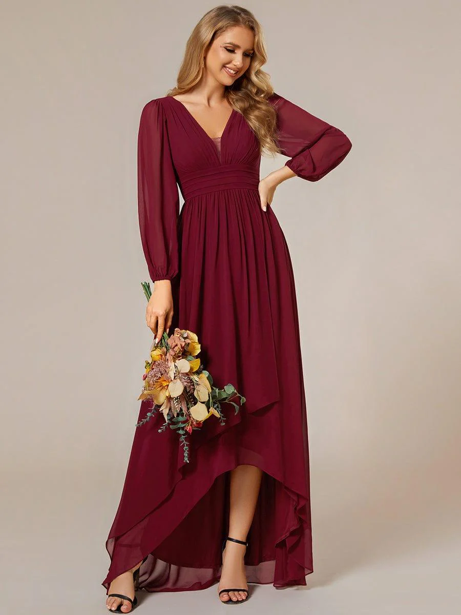 ever GRIFFIN|Enchanting Chiffon Lantern Sleeve Pleated High Waist Bridesmaid Dress (Final Sale) - Image 4