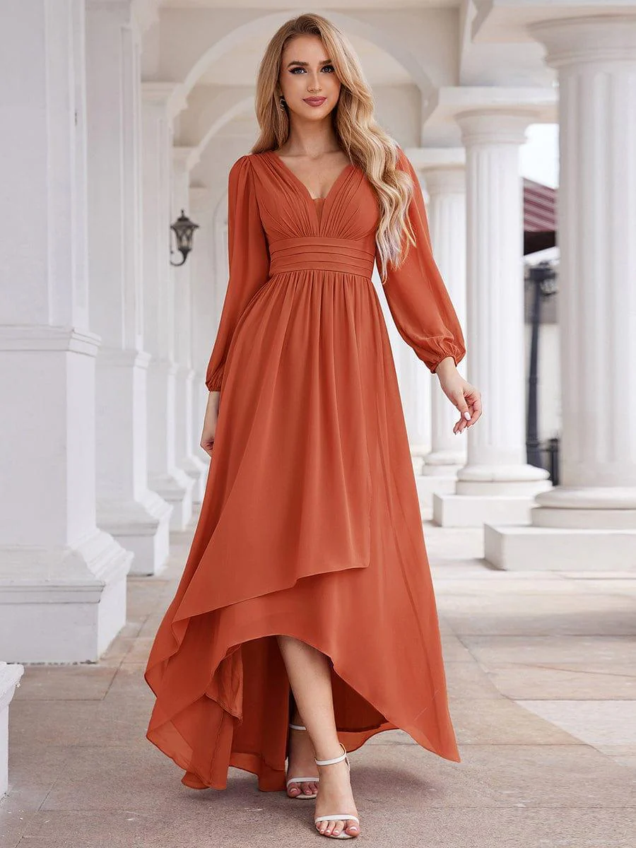 ever GRIFFIN|Enchanting Chiffon Lantern Sleeve Pleated High Waist Bridesmaid Dress (Final Sale) - Image 42